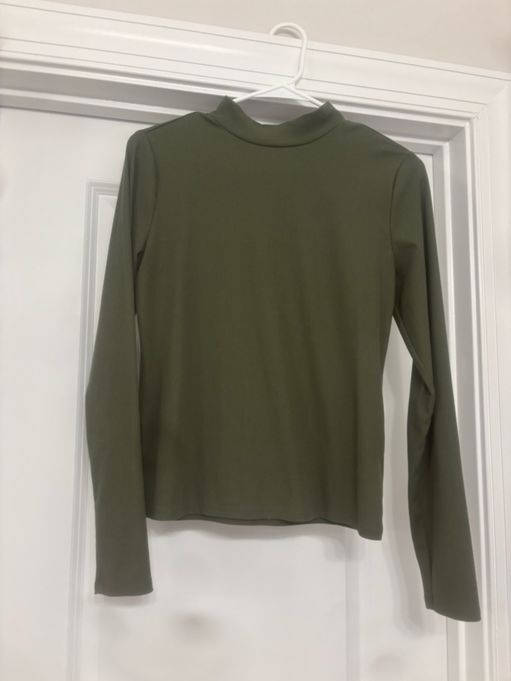 No Boundaries Olive Mock-Neck Long Sleeve Top